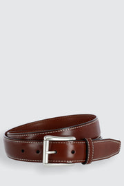 Ciga Calfskin Leather Casual Belt with Contrast Stitch