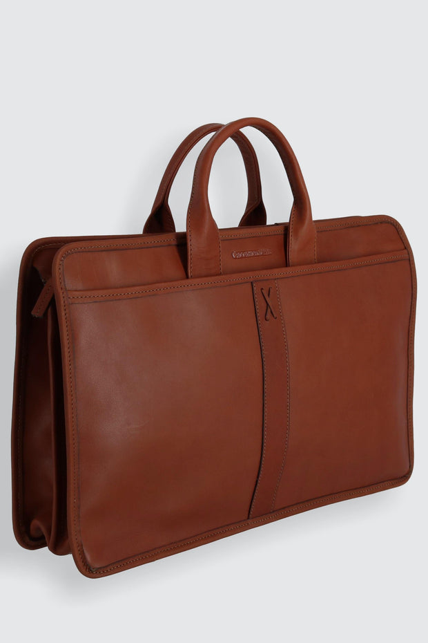 American Bullhide Leather Double Gusset Top Zip Briefcase